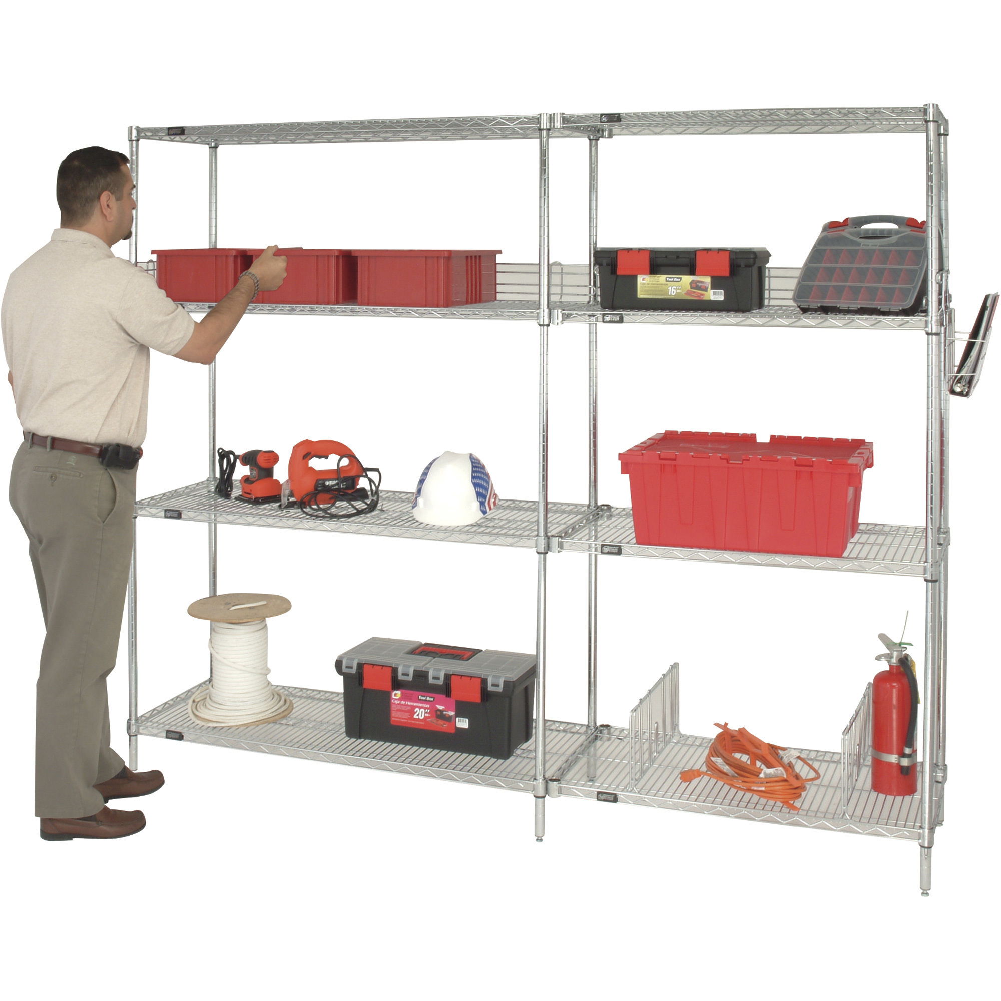 Quantum Chrome Wire Shelving Starter Kit, 24in.W x 14in.D x 54in.H